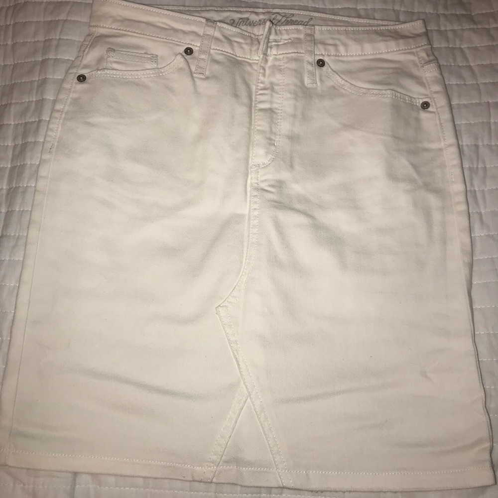 White Denim Midi Skirt